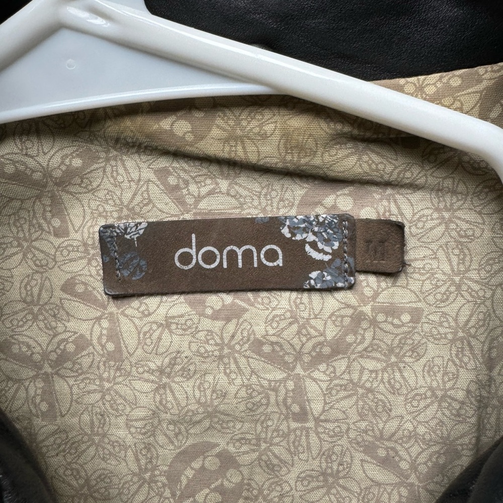 Doma Cropped Black Leather Jacket 3/4 Sleeve - Picture 8 of 8